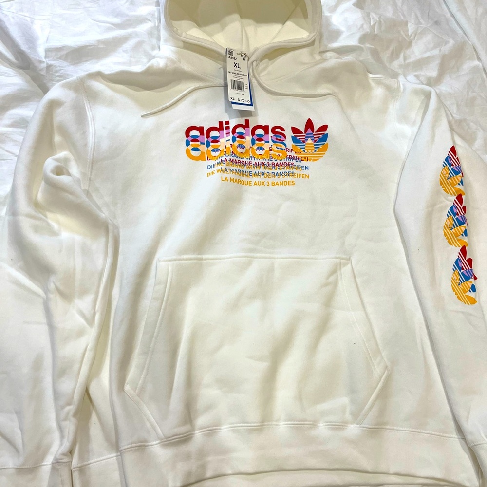 Adidas hoodie white XL
